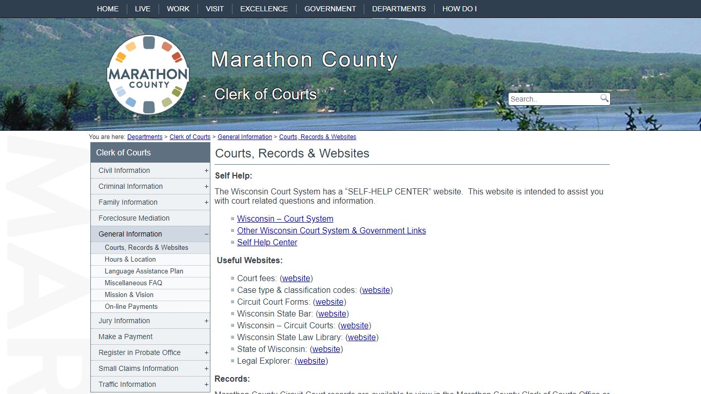 Courts, Records & Websites - Marathon County, Wisconsin