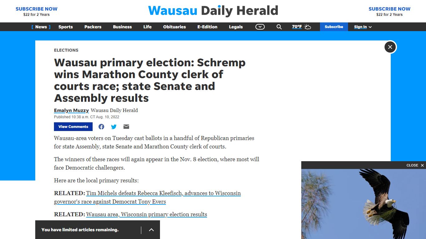 Wausau Marathon County clerk of courts primary election results